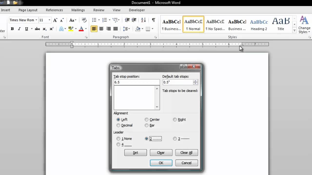 insert dotted line in word for table of contents mac